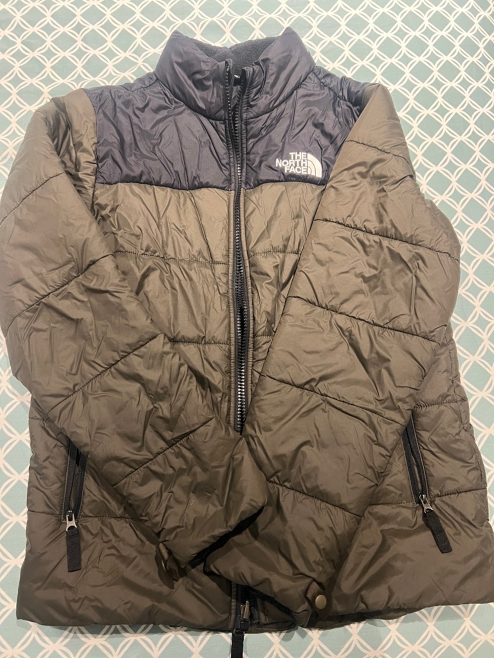The North Face Olive and Black Quilted Jacket